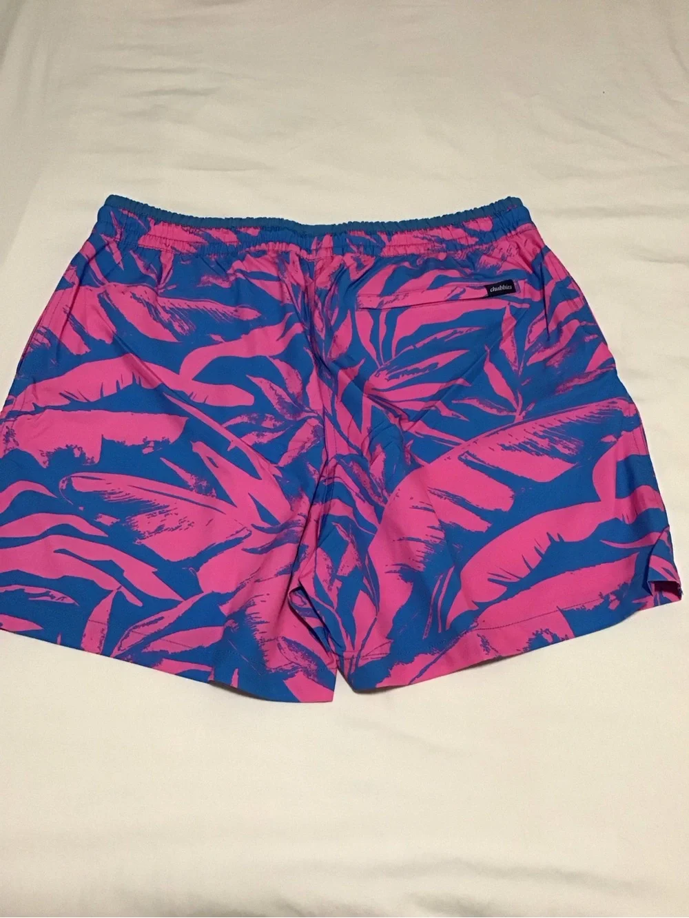 Chubbies Pink & Blue Tropical Leaf Swimming Trunk L